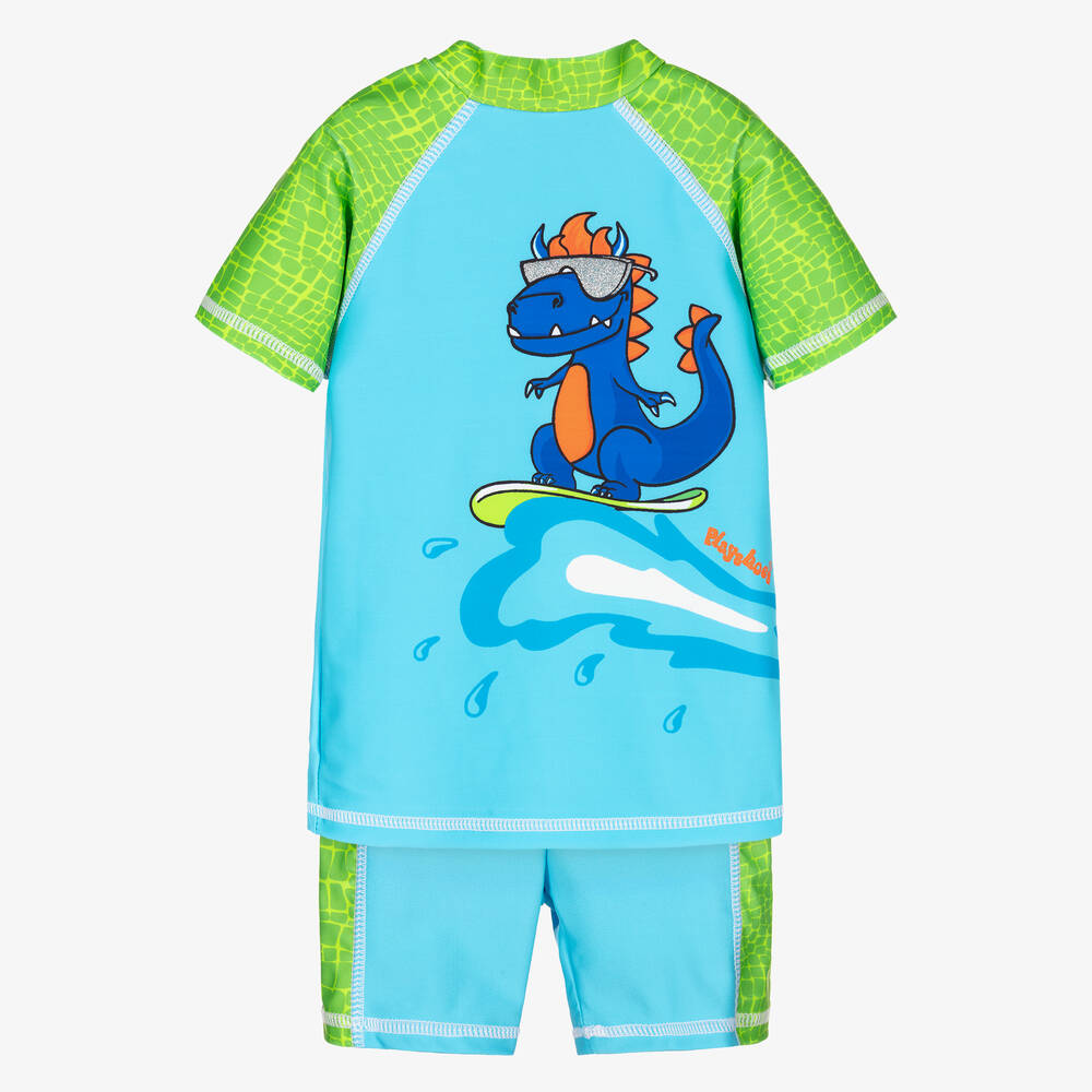 Playshoes - Boys Blue & Green Swim Shorts Set (UPF50+) | Childrensalon