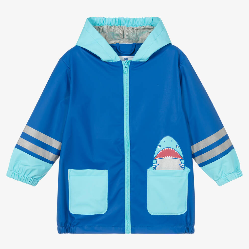 Playshoes - Boys Blue Shark Raincoat | Childrensalon