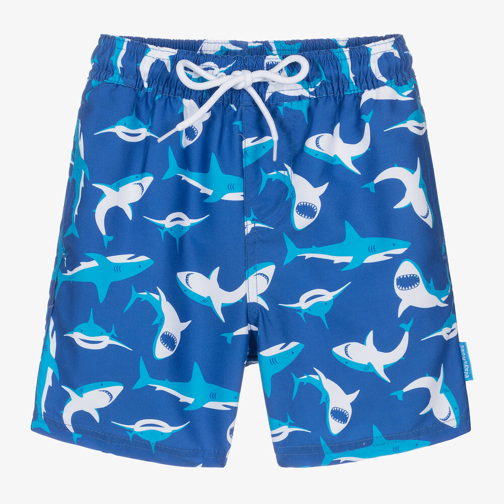 Playshoes - Boys Blue Sharks Swim Shorts (UPF50+) | Childrensalon