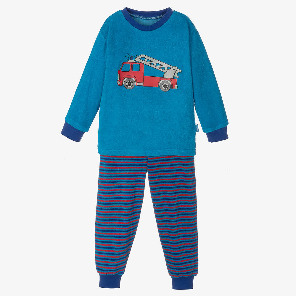 Playshoes - Boys Blue Towelling Pyjamas | Childrensalon