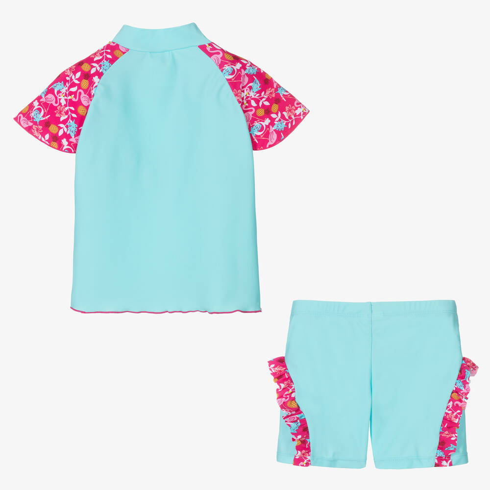 Playshoes - Girls Blue & Pink Swim Shorts Set (UPF50+)