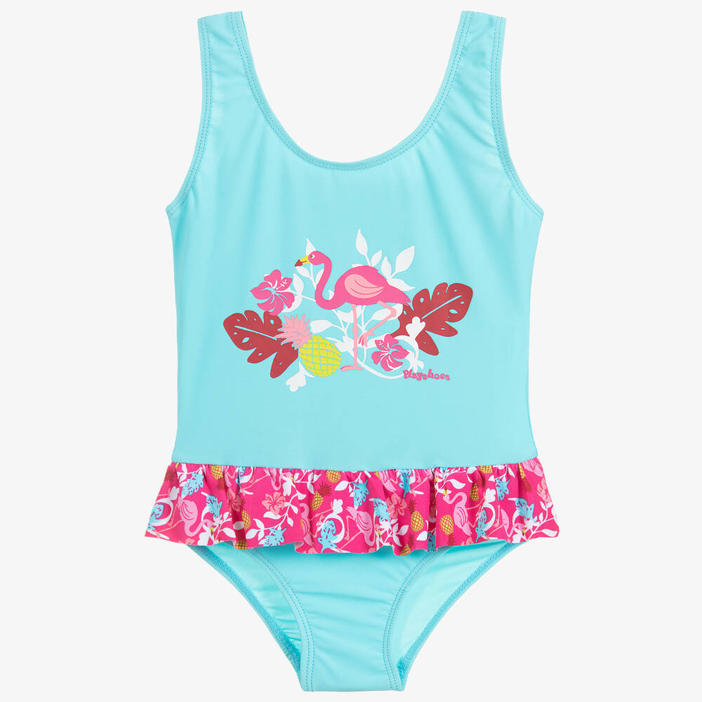 Playshoes - Girls Blue & Pink Swimsuit (UPF50+) | Childrensalon