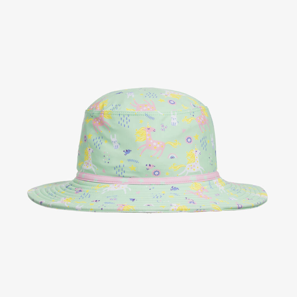 Shop Playshoes Girls Green Unicorn Sun Hat (upf50+)