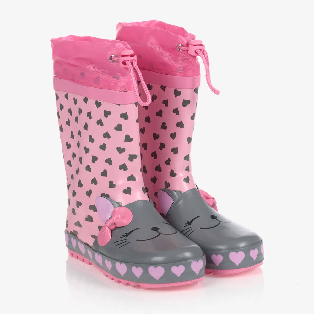 Playshoes - Girls Pink Cat Rain Boots | Childrensalon