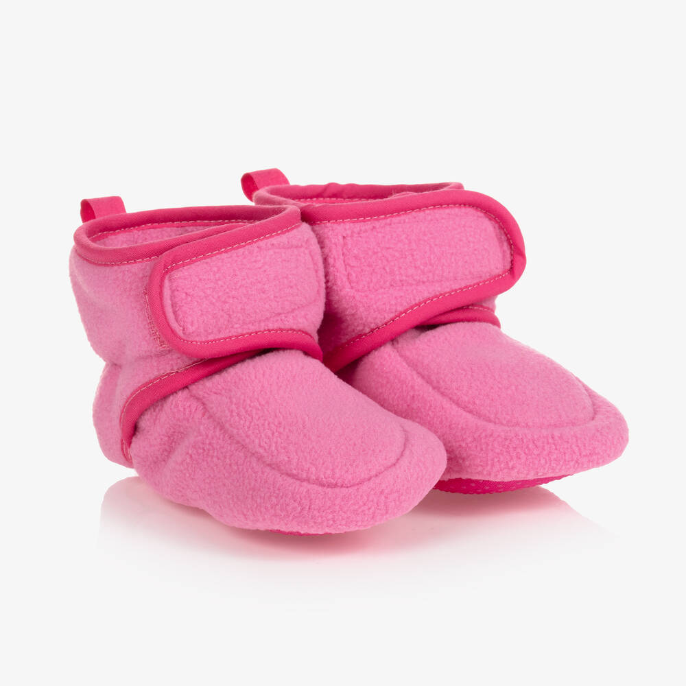 Playshoes - Girls Pink Fleece Baby Booties | Childrensalon