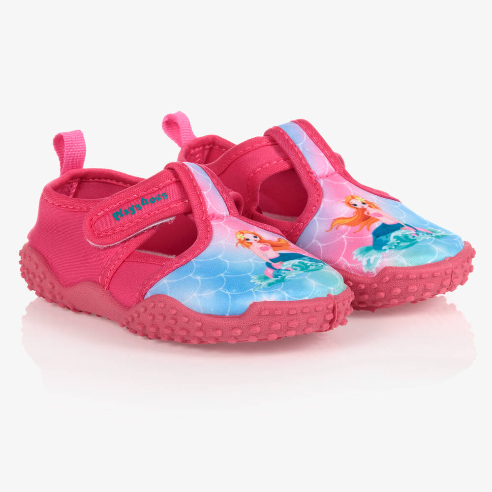 Playshoes - Girls Pink Mermaid Aqua Shoes | Childrensalon