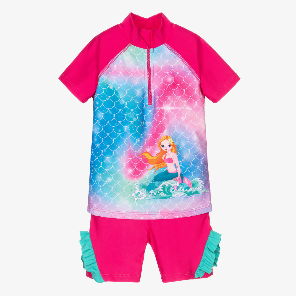 Playshoes - Girls Pink Swim Shorts Set (UPF50+) | Childrensalon