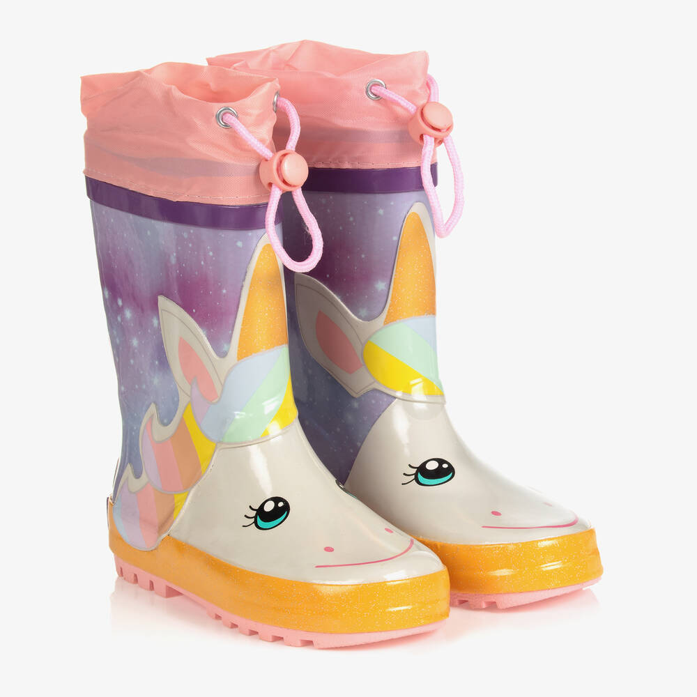 Playshoes - Girls Pink Unicorn Rain Boots | Childrensalon