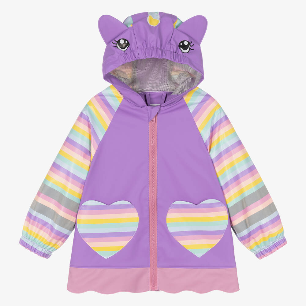 Playshoes - Girls Purple Unicorn Raincoat | Childrensalon
