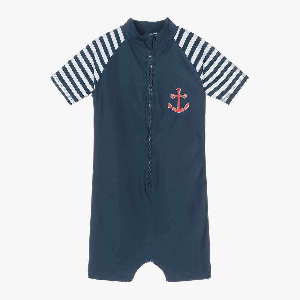 Playshoes - Navy Blue Anchor Sun Suit (UPF50+) | Childrensalon