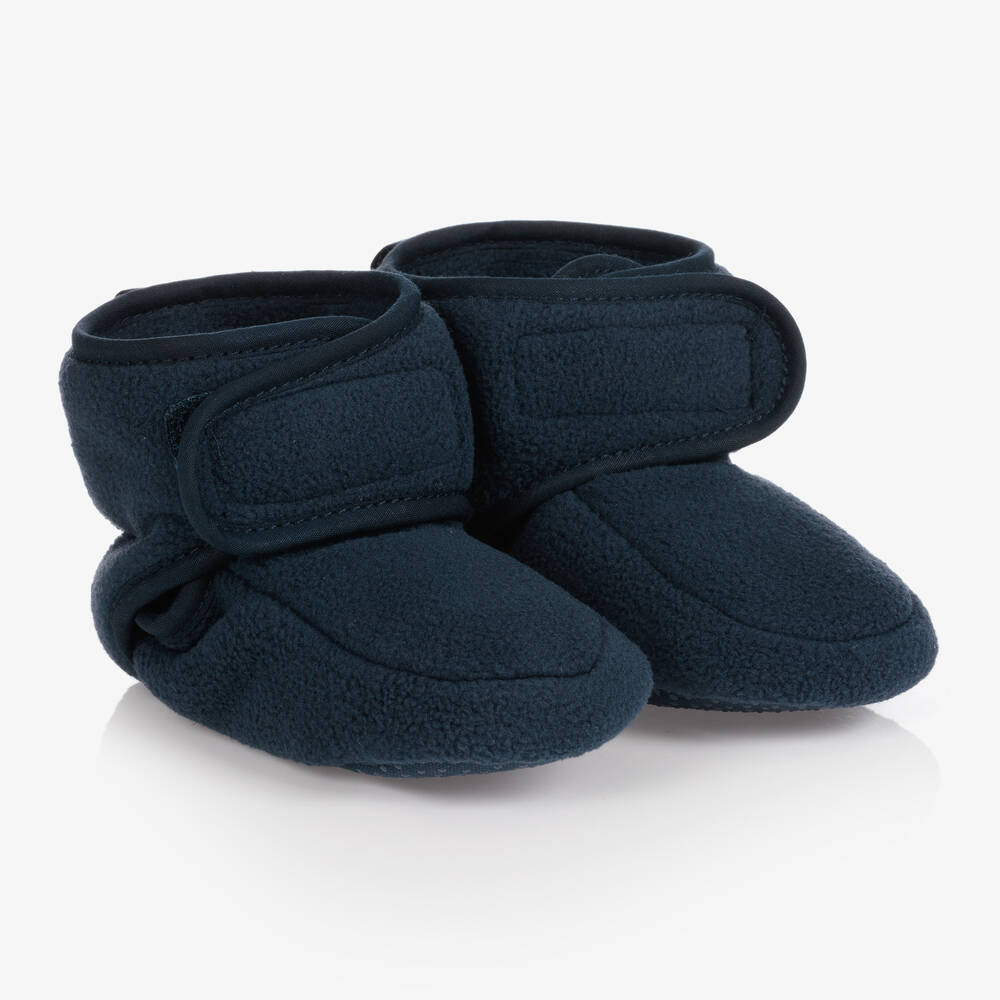 Playshoes - Navy Blue Fleece Baby Booties | Childrensalon
