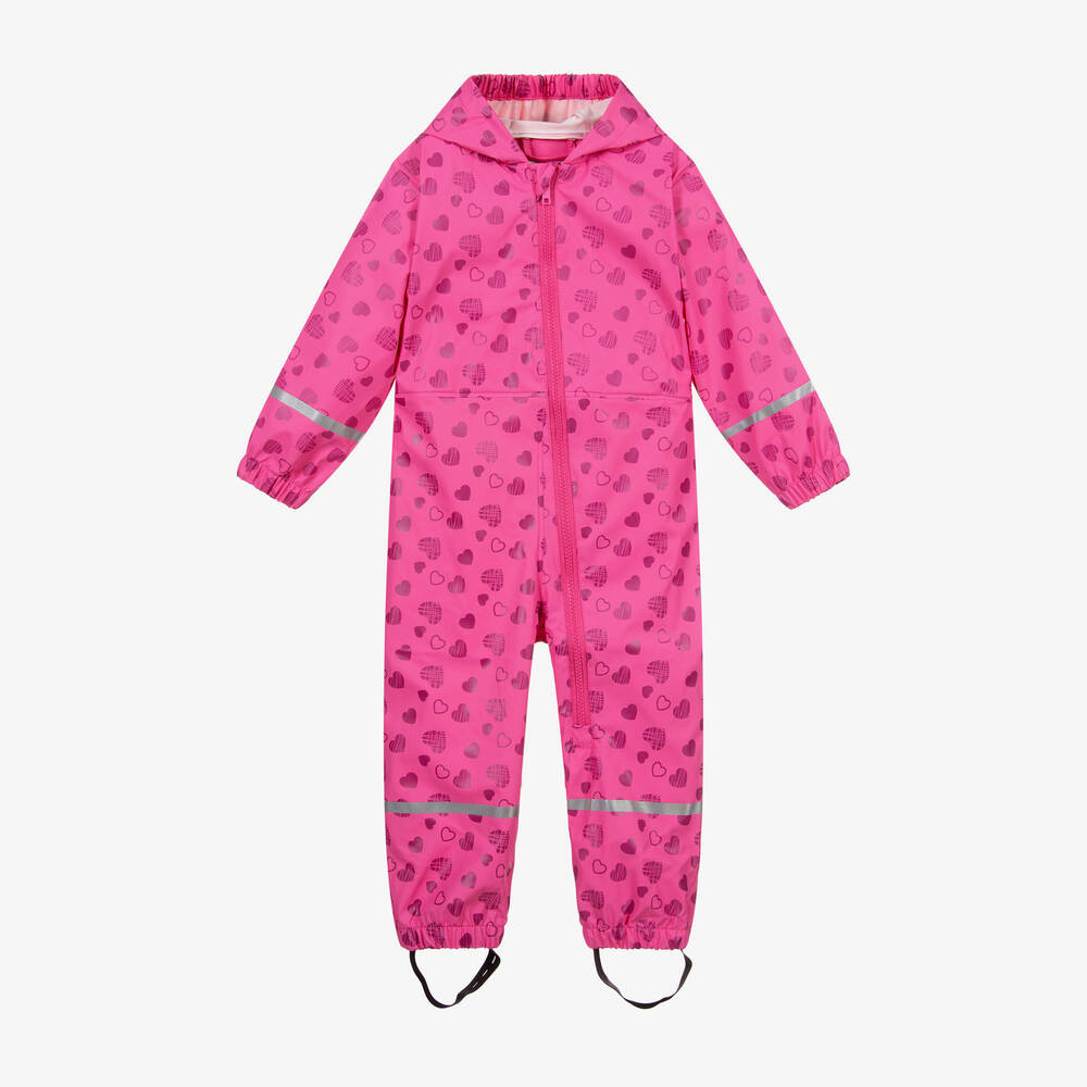 Playshoes - Pink Heart Print Rain Suit | Childrensalon