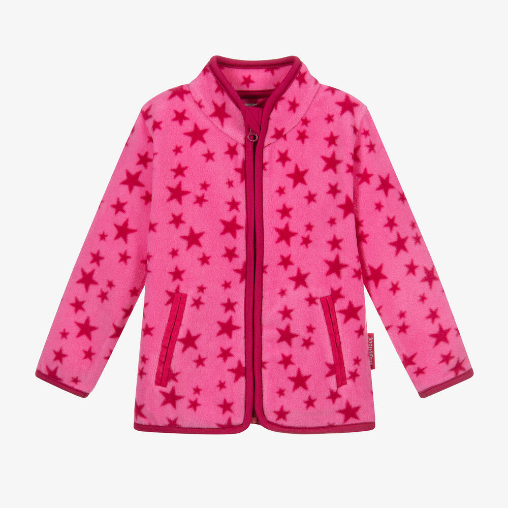 Playshoes - Rosafarbenes Fleece-Oberteil mit Polar-Print und Reißverschluss | Childrensalon