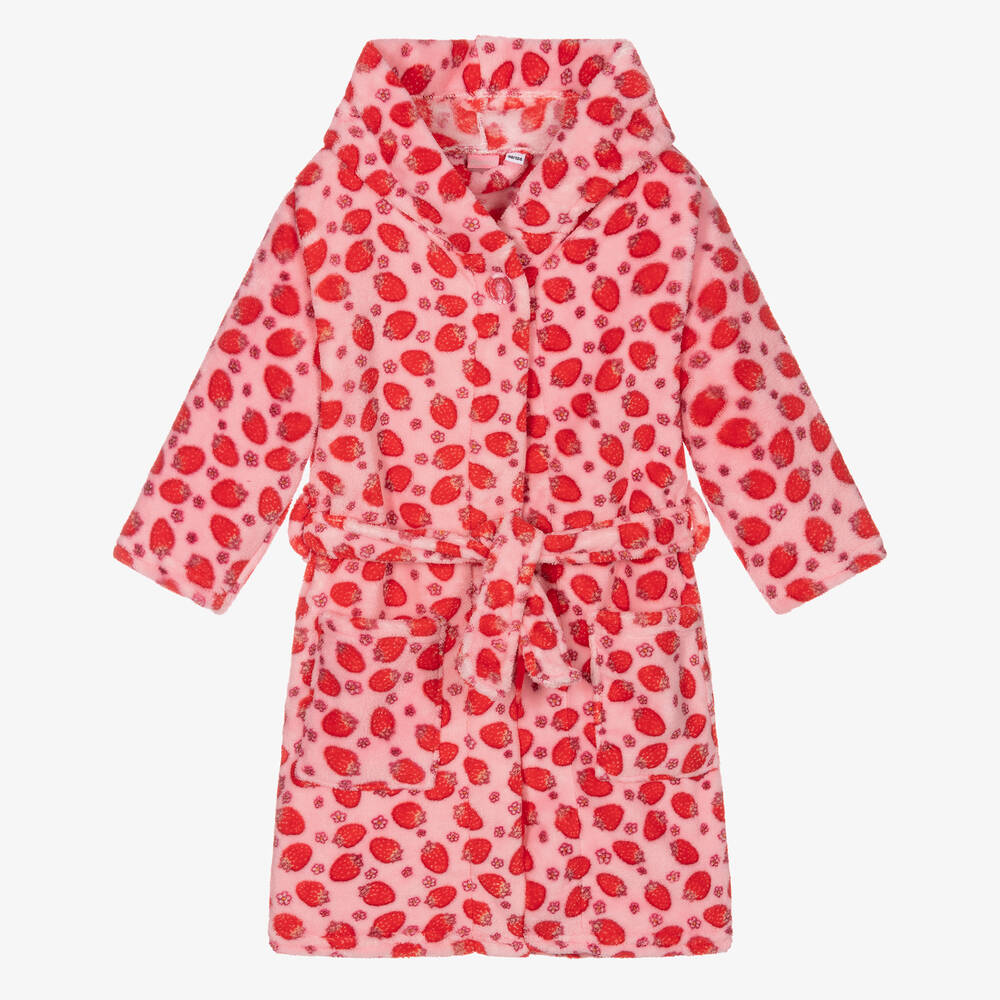 Playshoes - Pink Strawberry Fleece Dressing Gown | Childrensalon