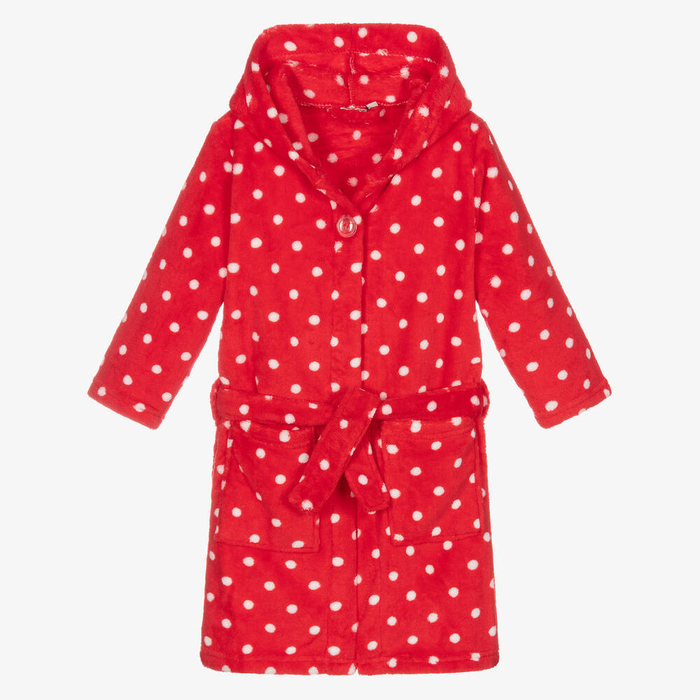 Playshoes - Красный флисовый халат в горошек | Childrensalon