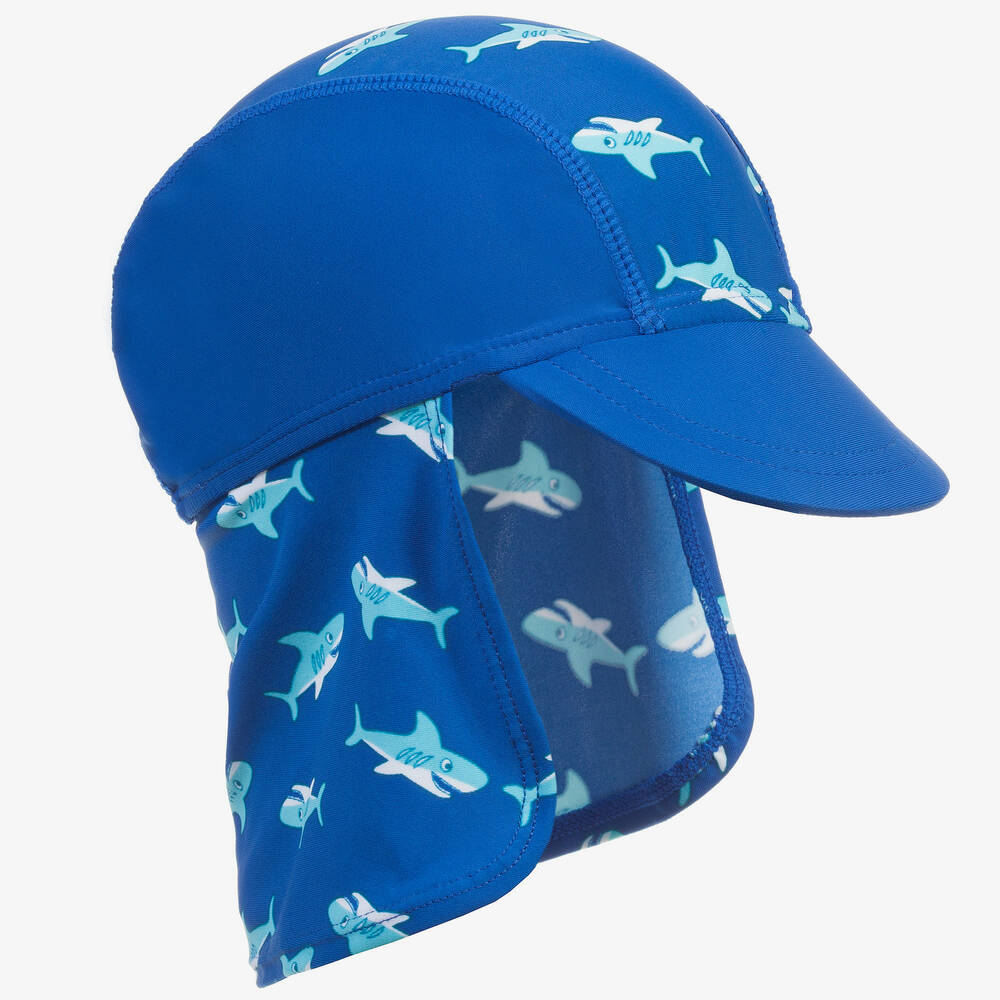 Playshoes - Blaue Hai-Sonnenschutzkappe (LSF 50+) | Childrensalon