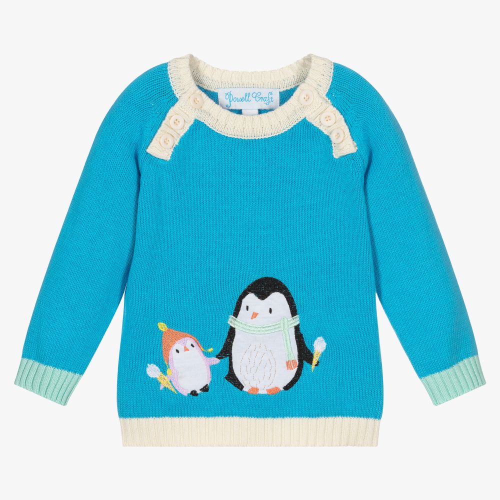 Powell Craft - Baby Blue Cotton Sweater | Childrensalon