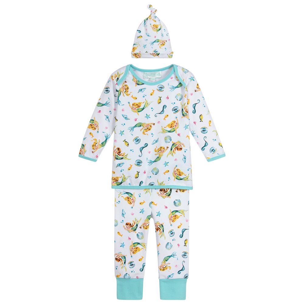 Powell Craft Baby Girls 3 Piece Pyjama Set In Multi