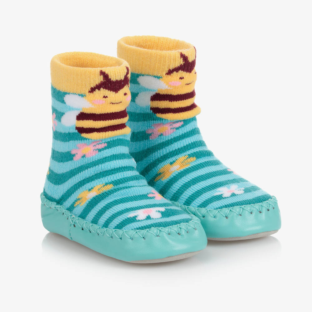 Powell Craft - Blue Bee Slipper Socks | Childrensalon