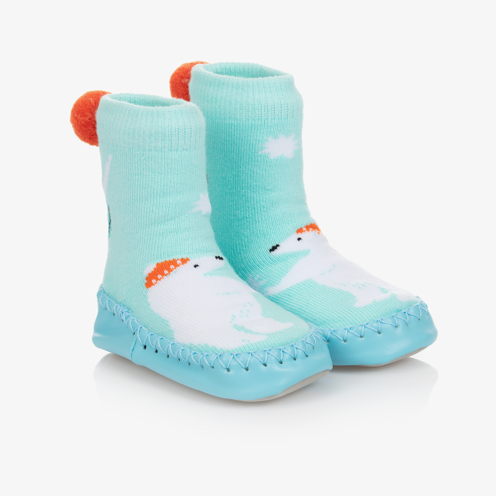 Powell Craft - Blue Polar Bear Slipper Socks | Childrensalon