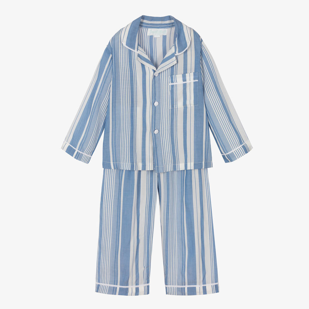 Powell Craft - Pyjama bleu rayé en modal | Childrensalon