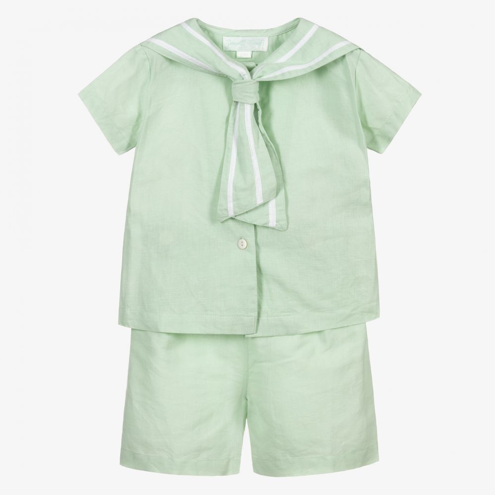 Powell Craft - Зеленый комплект из льна с шортами для мальчиков  | Childrensalon