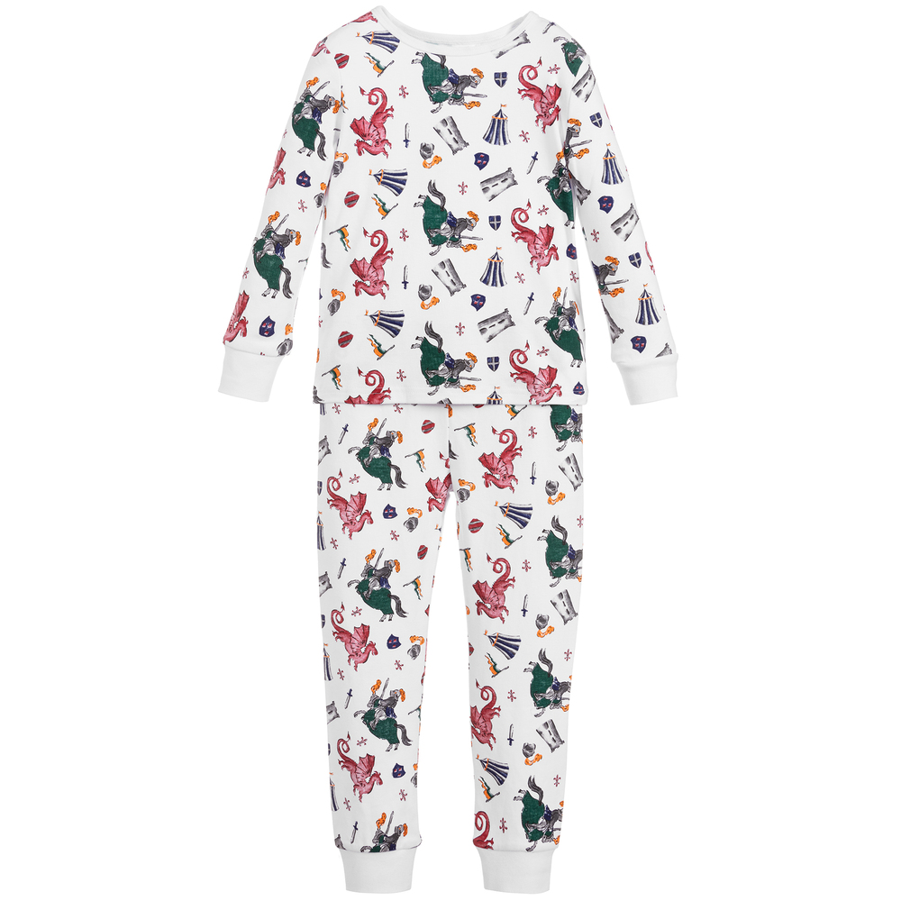 Powell Craft Babies' Boys White Cotton Pyjamas