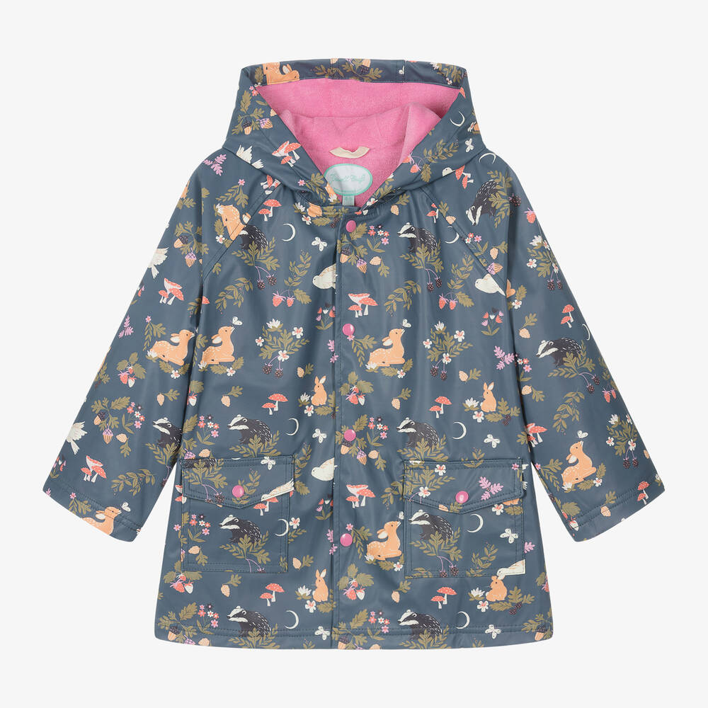 Shop Powell Craft Girls Blue Woodland Print Raincoat