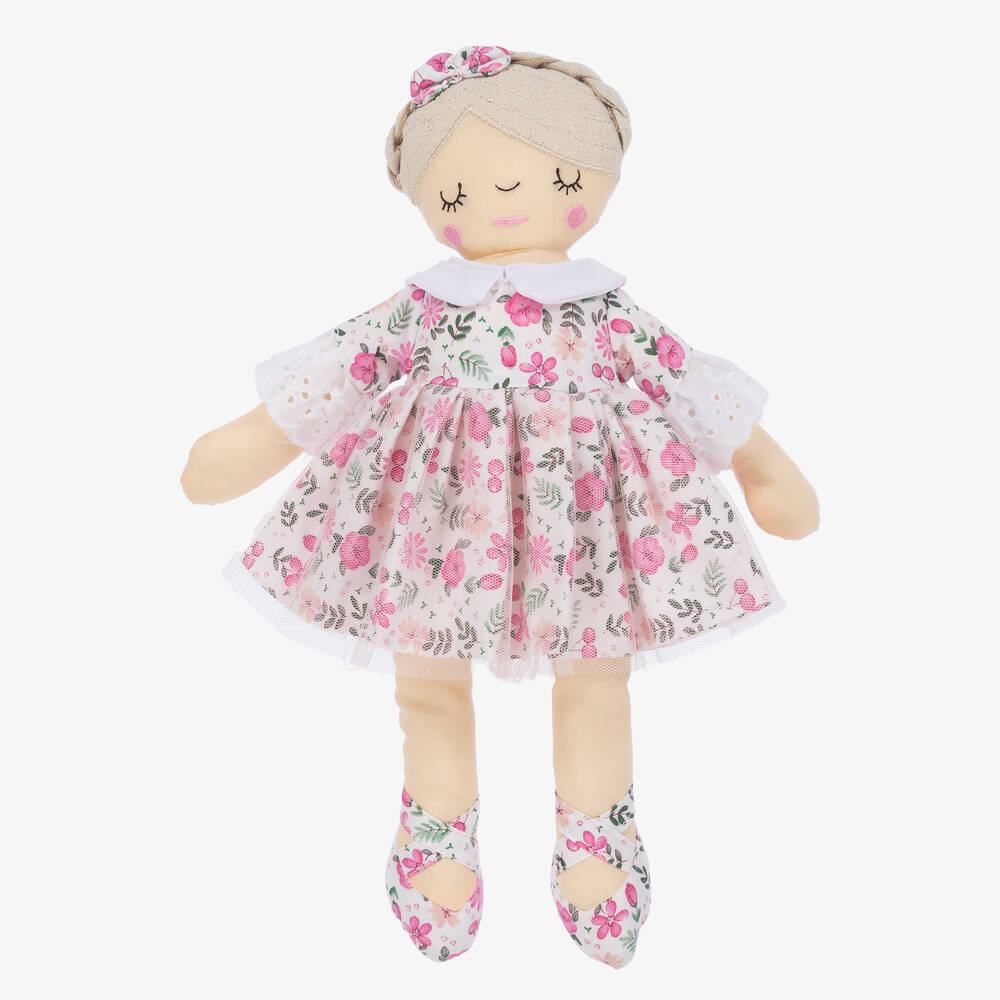 Powell Craft - Girls Floral Cotton Rag Doll (38cm) | Childrensalon