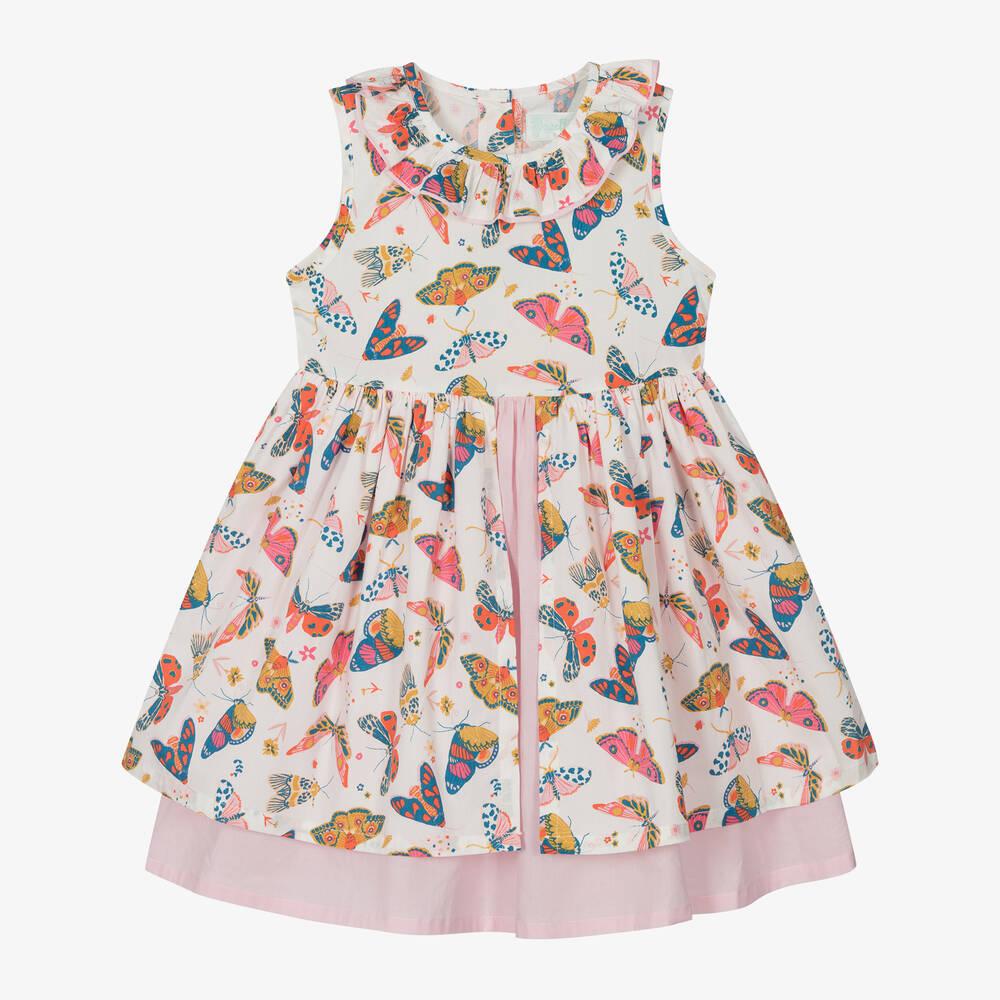Shop Powell Craft Girls Pink Cotton Butterfly Print Dress