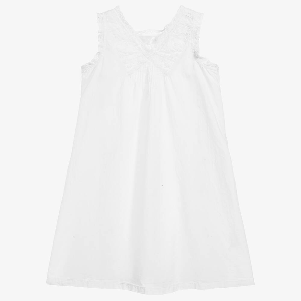 Powell Craft - Girls White Cotton Nightdress | Childrensalon