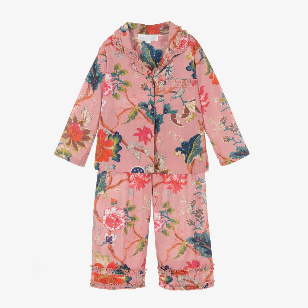 Powell Craft - Pyjama rose à fleurs exotiques | Childrensalon