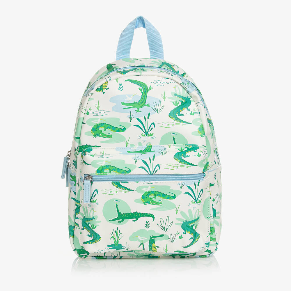 Powell Craft - White & Green Crocodile Backpack (32cm) | Childrensalon