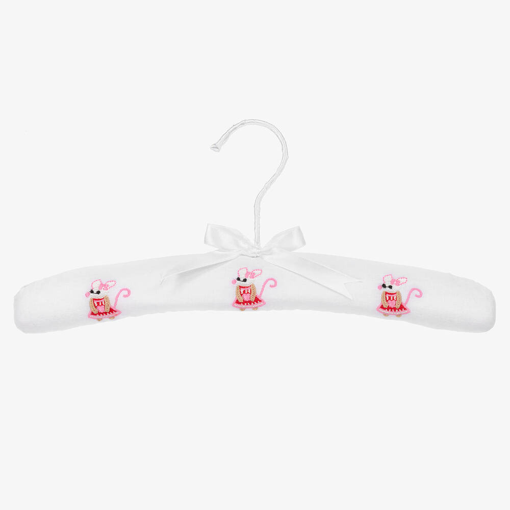 Powell Craft - White Padded Mouse Clothes Hanger (32cm) | Childrensalon