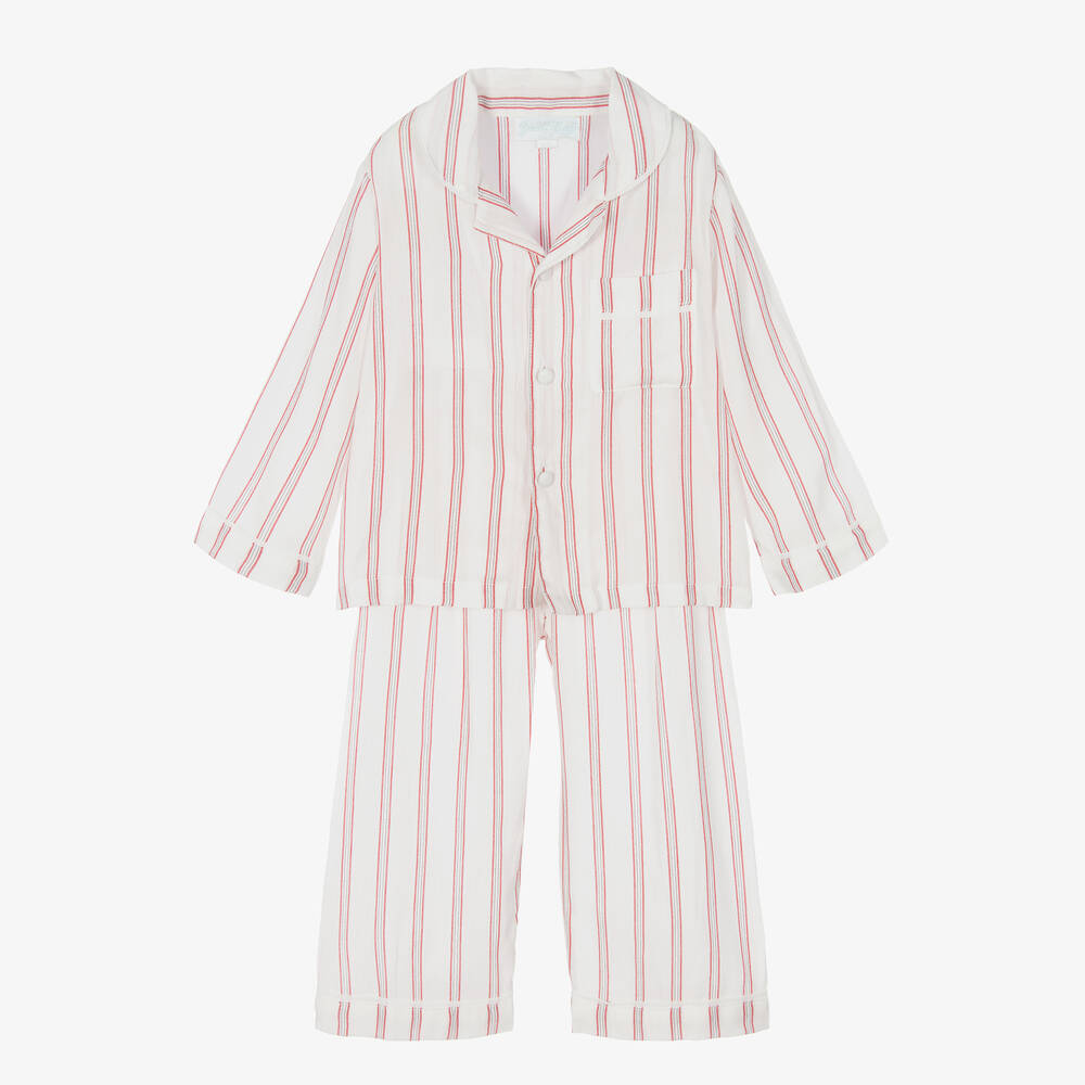 Powell Craft - Pyjama rayé blanc et rouge | Childrensalon