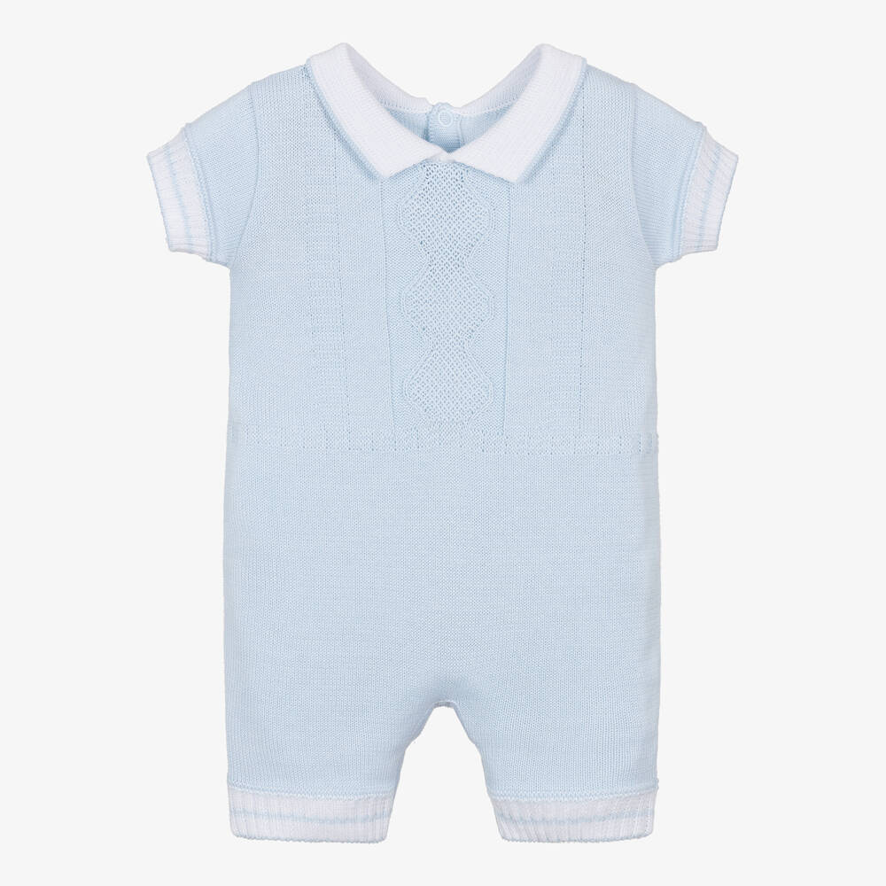 Pretty Originals - Baby Boys Blue Cotton Knit Shortie | Childrensalon