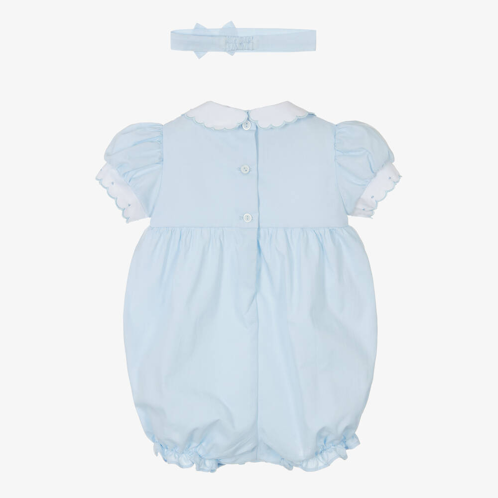 Pretty Originals - Baby Girls Blue Cotton Lace Shortie Set | Childrensalon