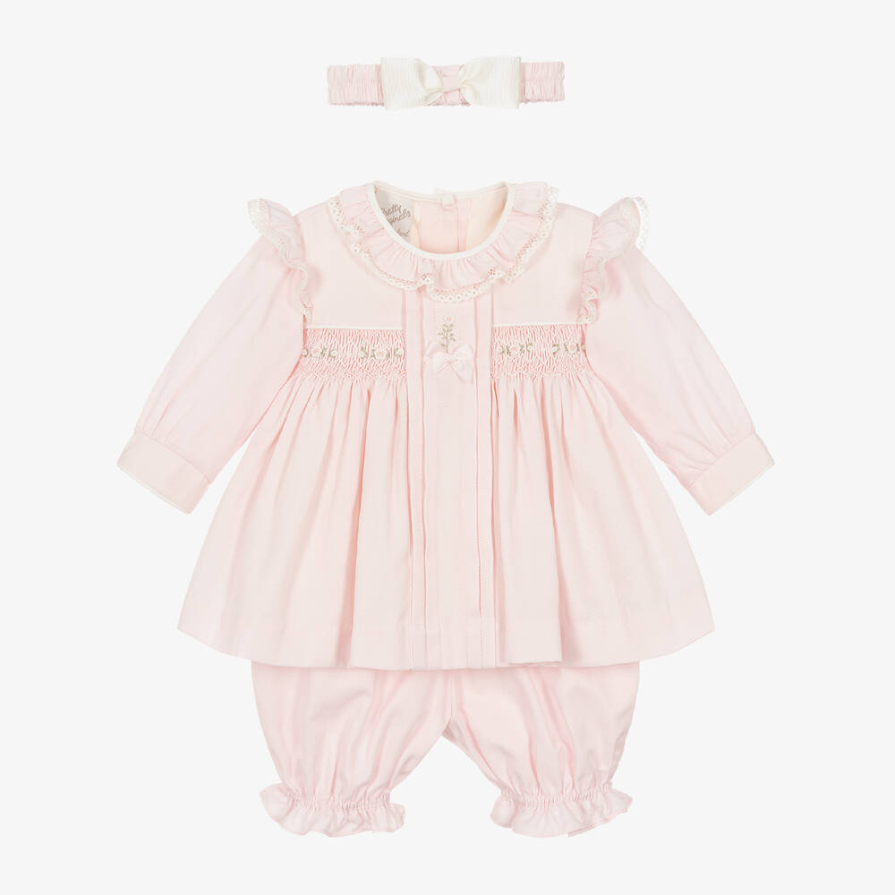 Pretty Originals - Baby Girls Pink Smocked Dress Set | Childrensalon