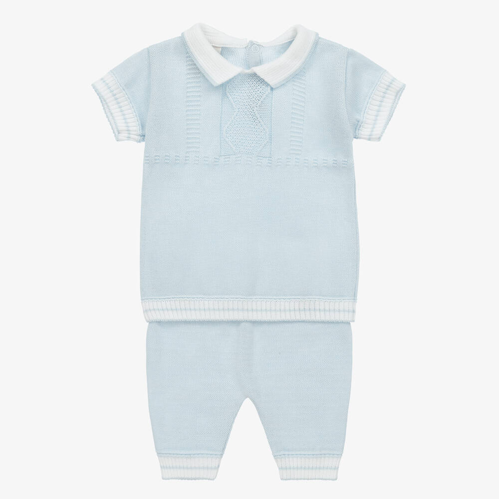 Pretty Originals - Boys Blue Knitted Trouser Set | Childrensalon