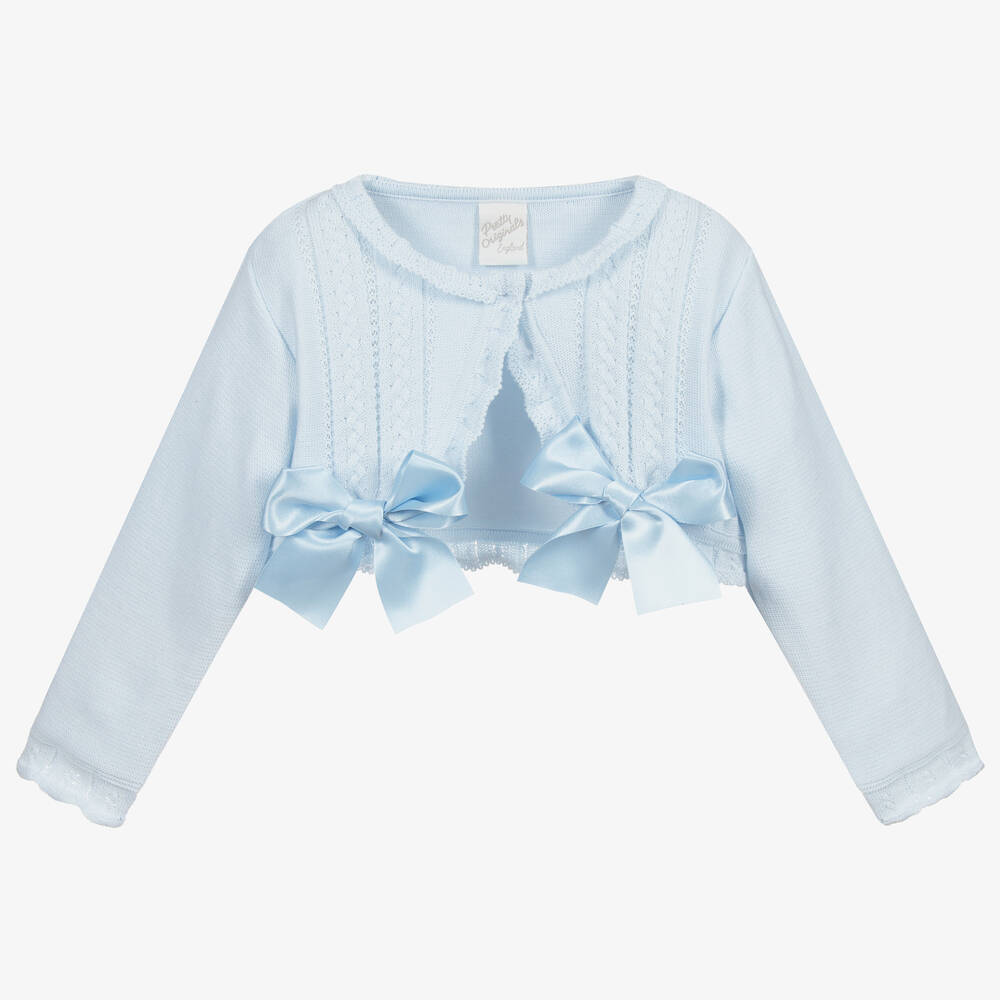 Pretty Originals Babies' Girls Blue Cotton Knit Cardigan