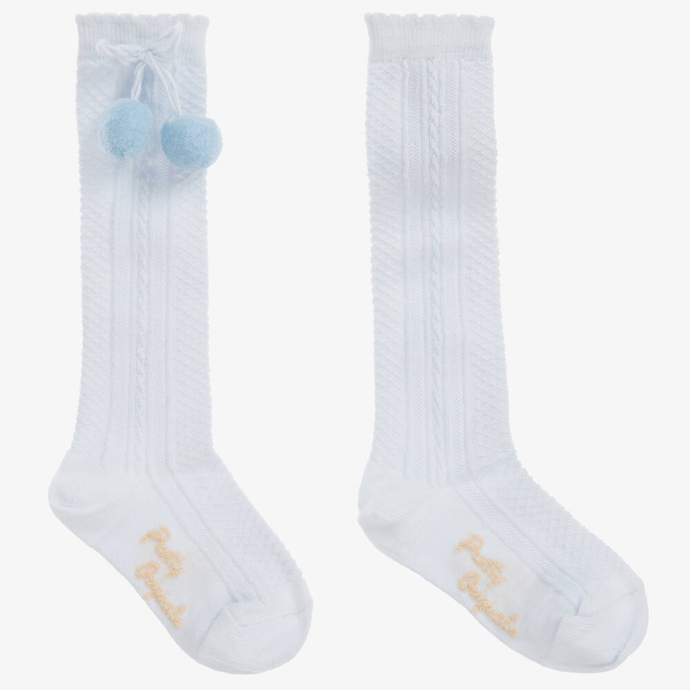 Pretty Originals - Голубые хлопковые носки с помпонами | Childrensalon