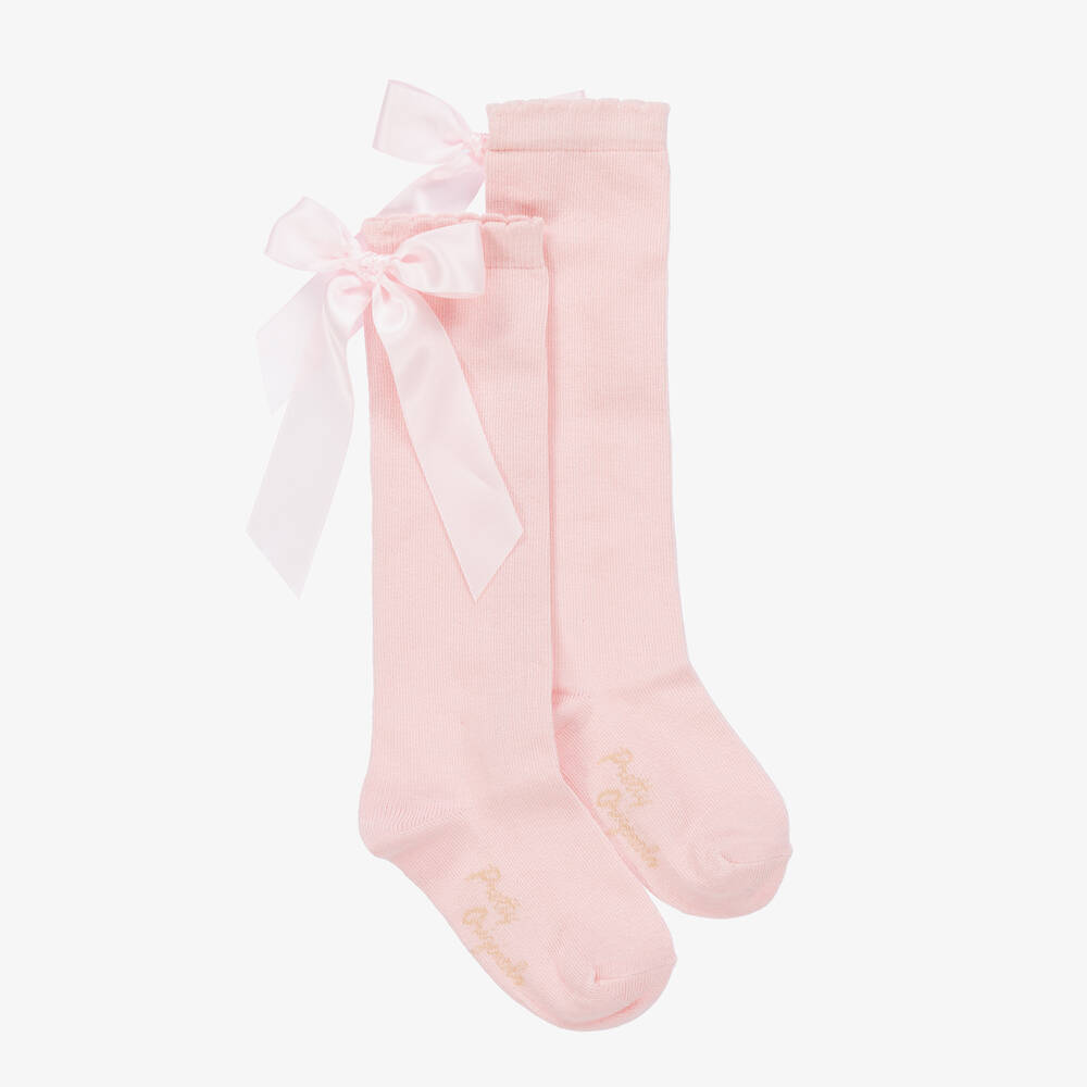 Pretty Originals - Girls Pink Cotton Bow Socks | Childrensalon