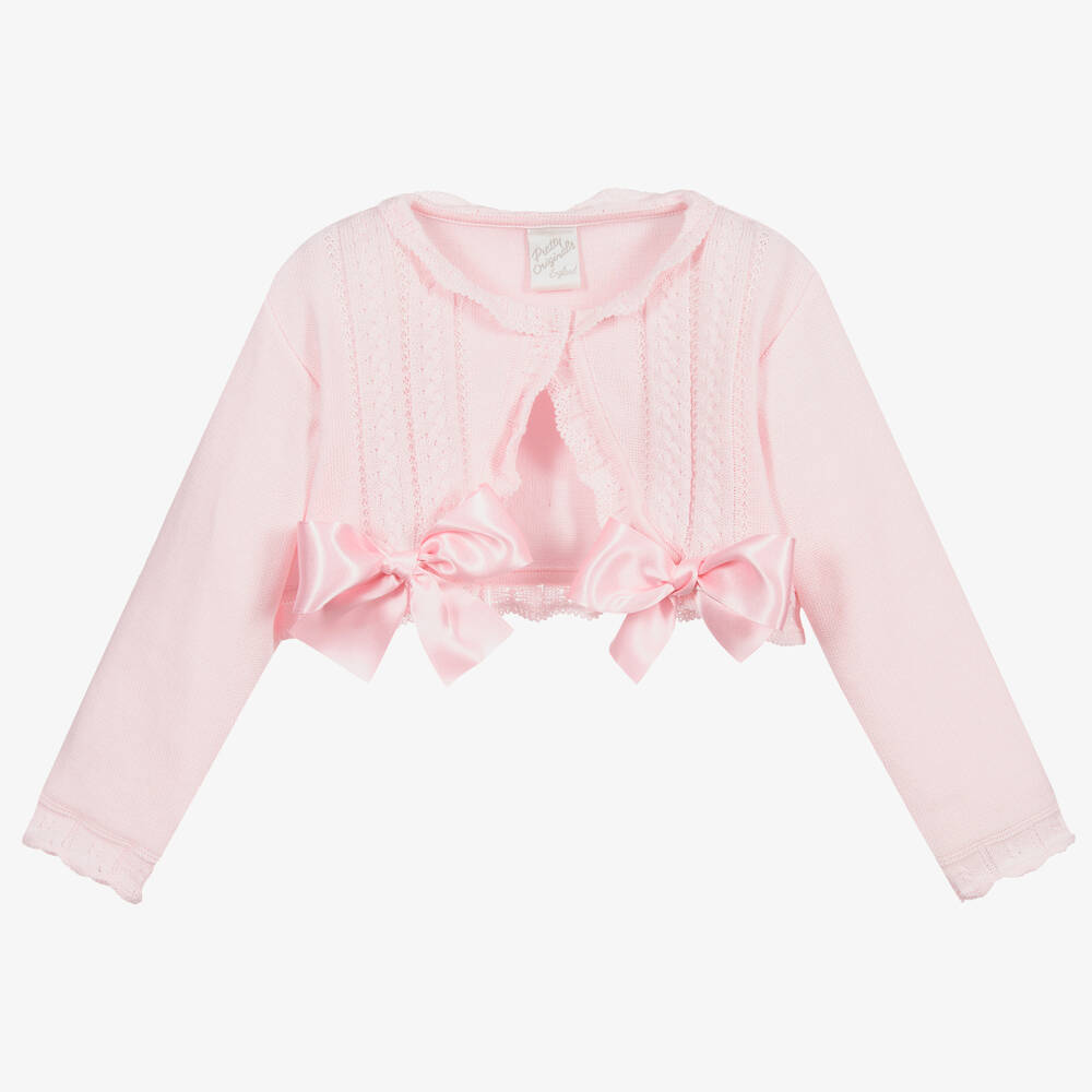 Pretty Originals Babies' Girls Pink Cotton Knit Cardigan