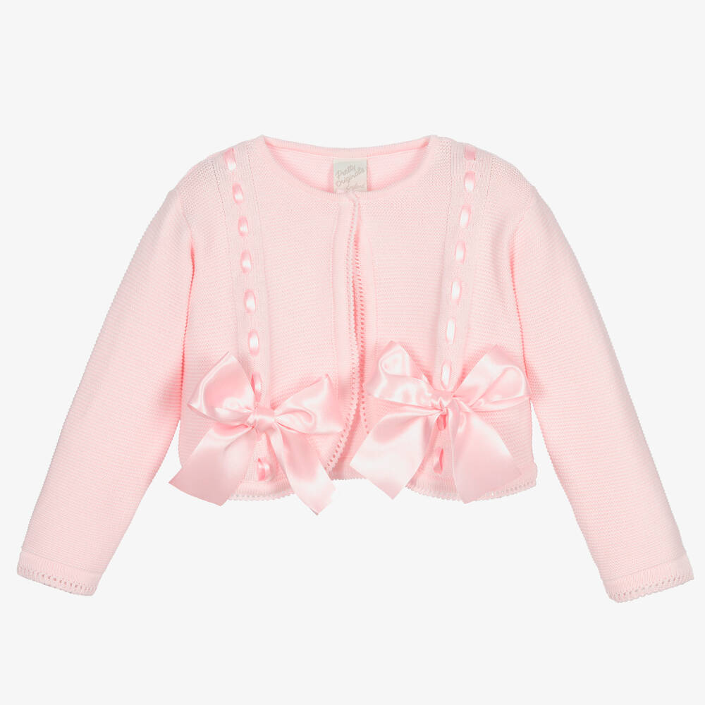Pretty Originals - Girls Pink Knitted Cotton Cardigan | Childrensalon