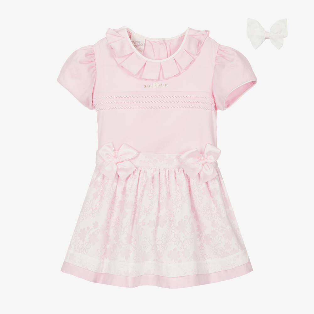 Pretty Originals - Girls Pink & White Floral Cotton Skirt Set | Childrensalon