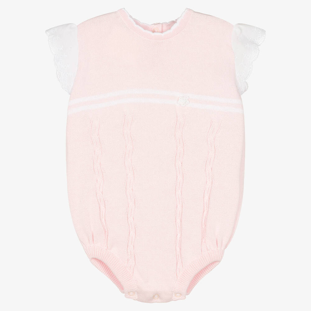 Pretty Originals Babies' Girls Pink & White Knitted Shortie