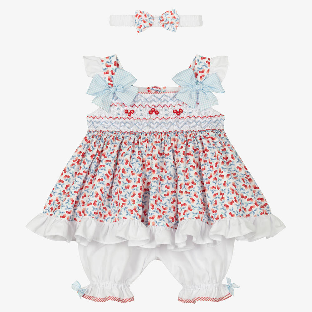 Pretty Originals Babies' Girls White Smocked Dress Set