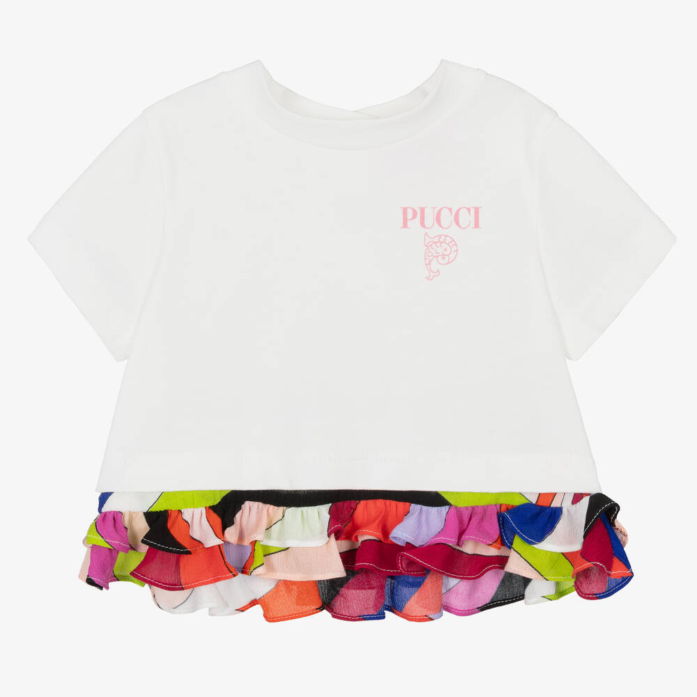 Pucci Baby Girls Ivory Cotton Iride T-shirt