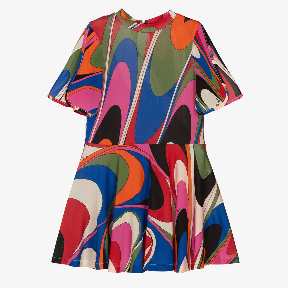 PUCCI - فستان سكاتر فيسكوز جيرسي بطبعة ملونة | Childrensalon