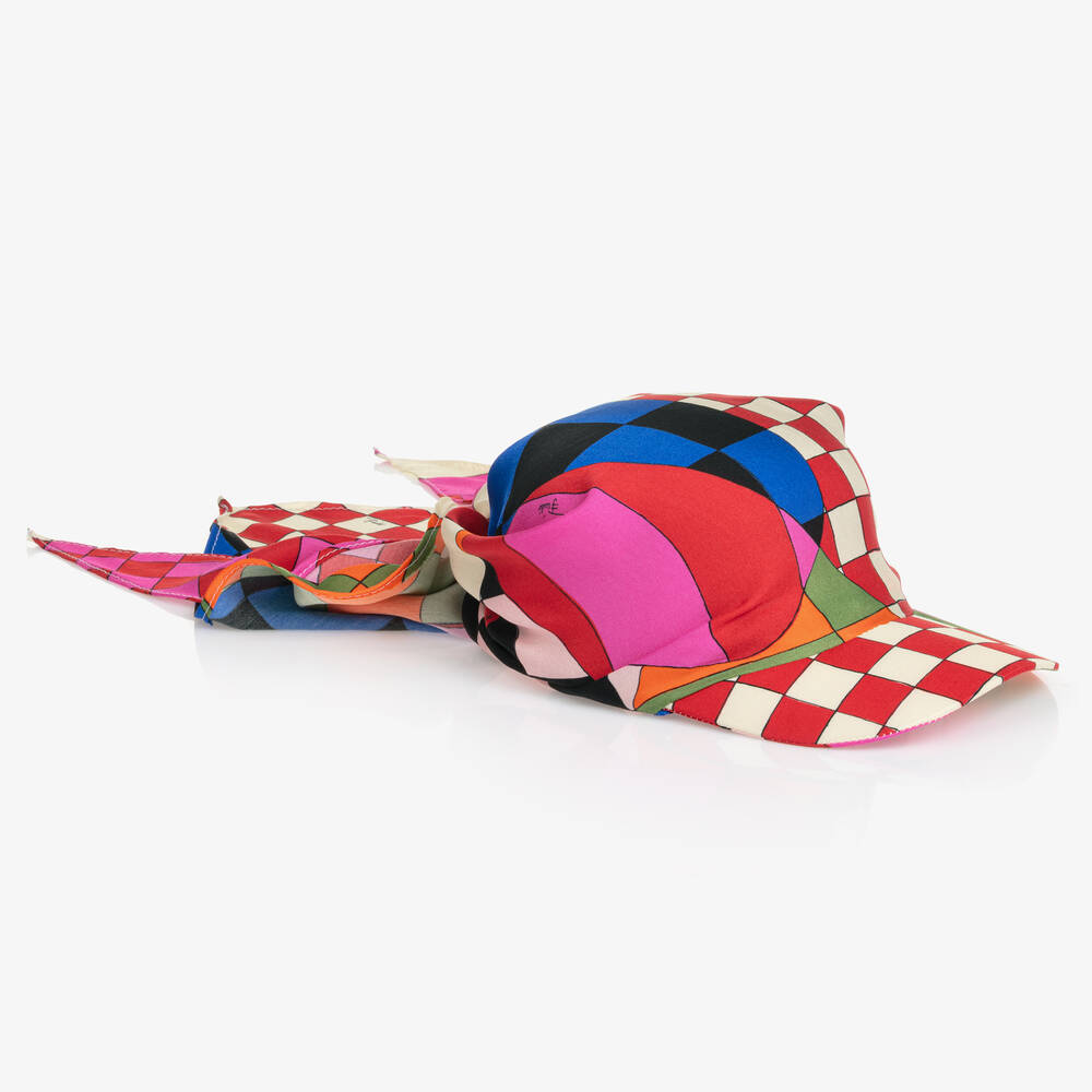 Pucci Kids'  Girls Red Viscose Giardino Print Hat